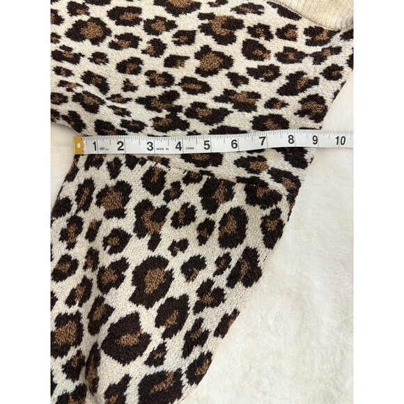 Leopard Print Open Front Belted Knit Cardigan Womens Size Medium Time & Tru - Picture 10 of 12